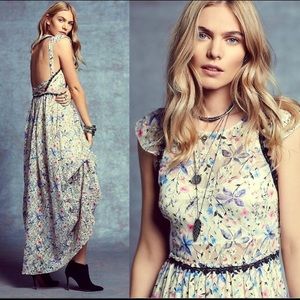 Free People Cherry Blossom Floral Maxi Dress Sz 0